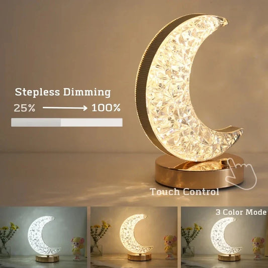 Bedroom Crystal Touch Dimming Night Light Moon Lamp