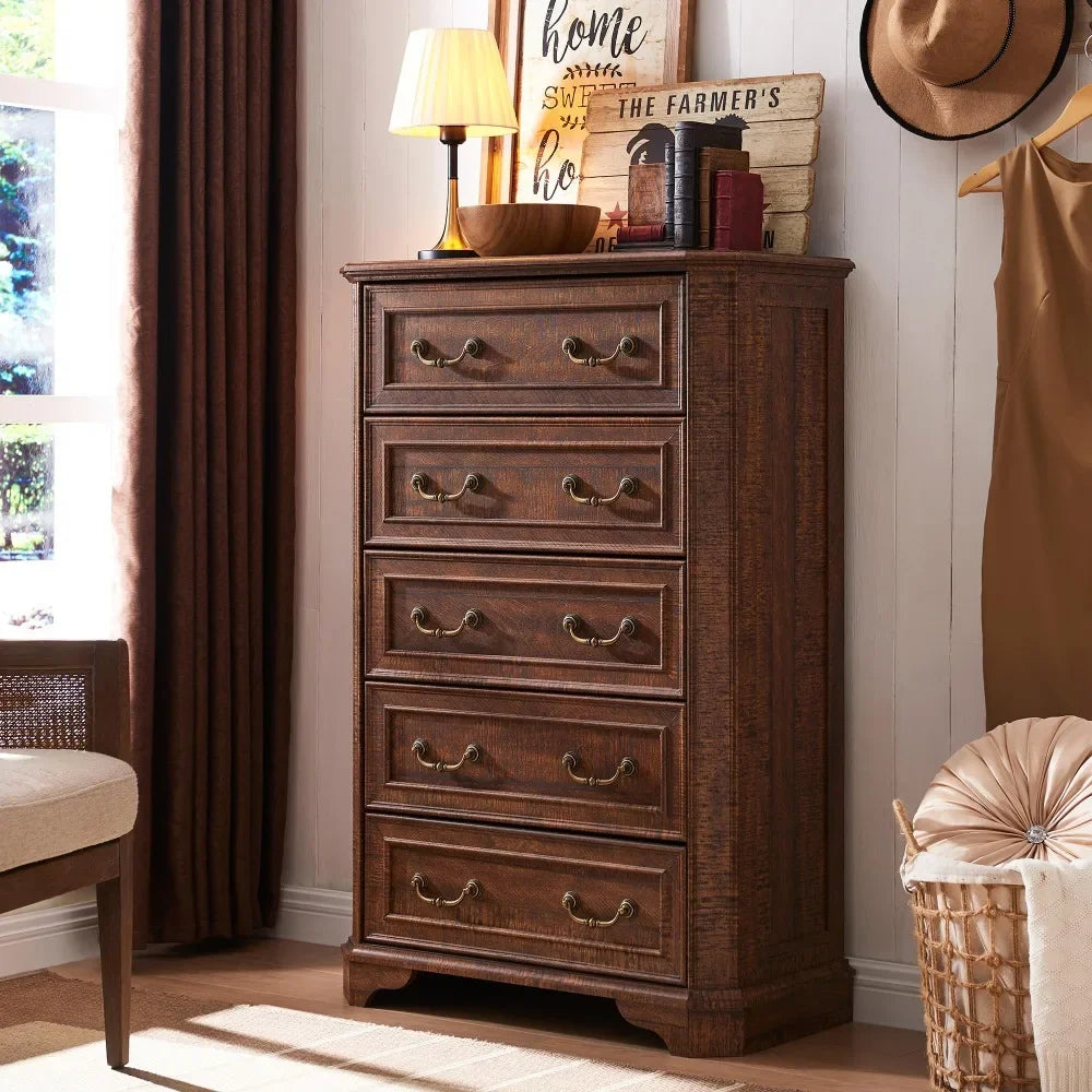48" Tall Wood Farmhouse Rustic Chest of Drawers