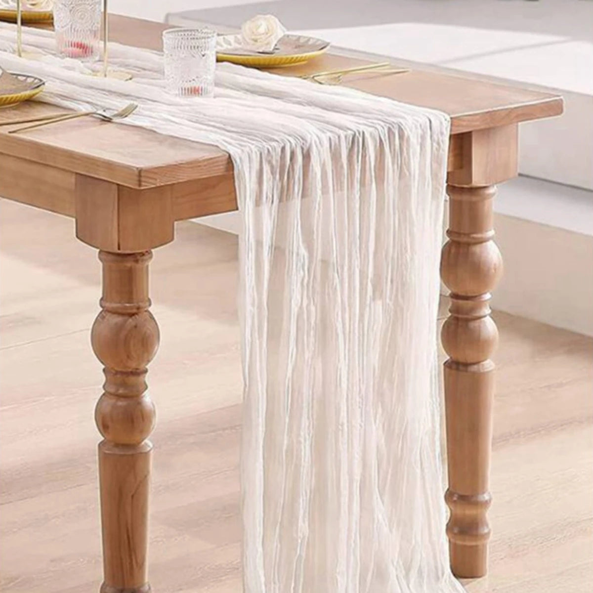 Semi-Sheer Sage Gauze Cheesecloth Table Runner