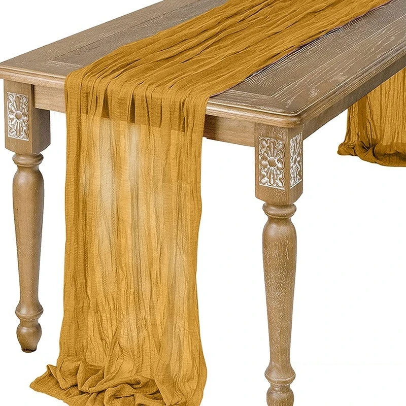 Semi-Sheer Sage Gauze Cheesecloth Table Runner