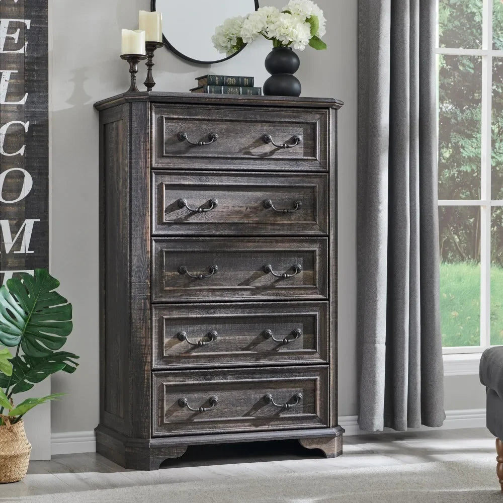 48" Tall Wood Farmhouse Rustic Chest of Drawers
