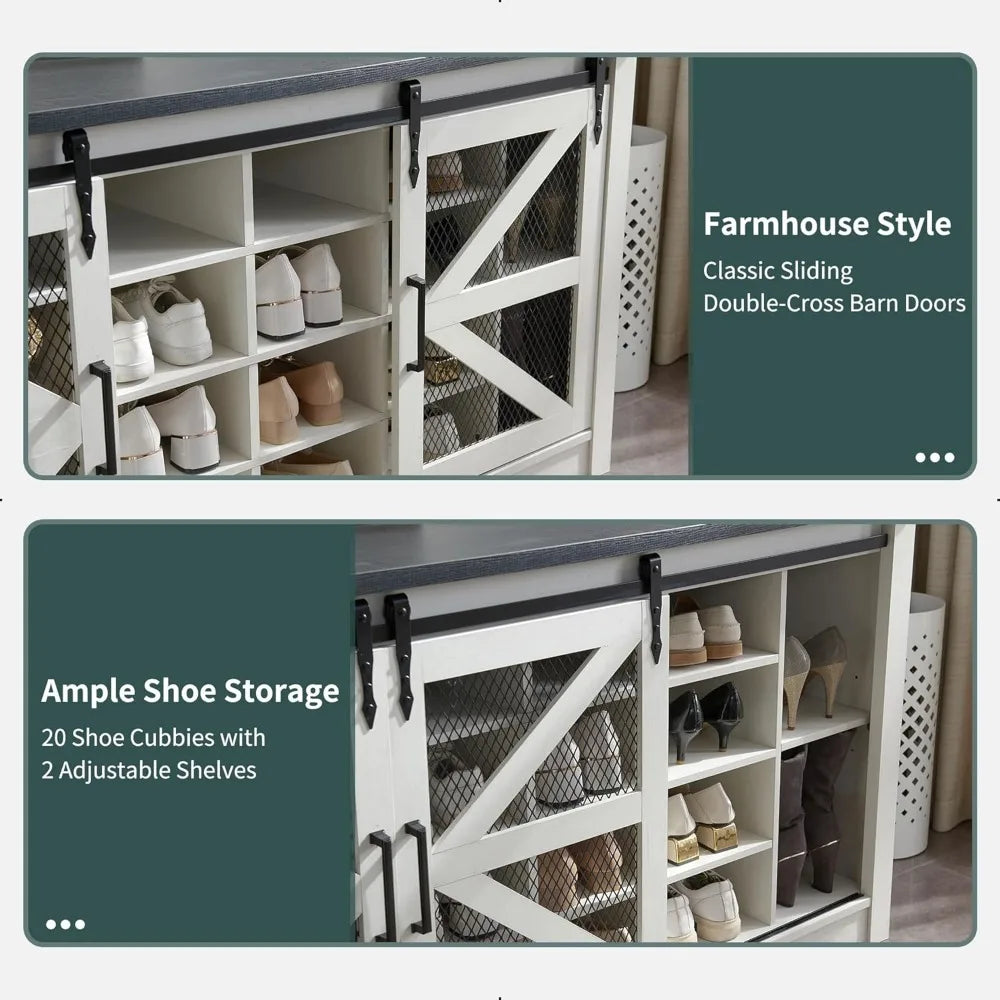 Farmhouse Entryway Bench with Coat Rack