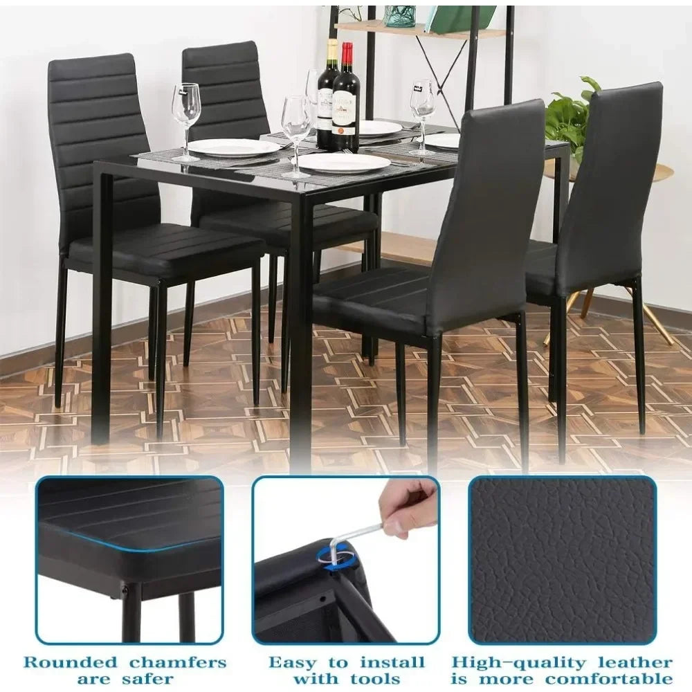Glass Dining Table & Chair Set for Small Spaces