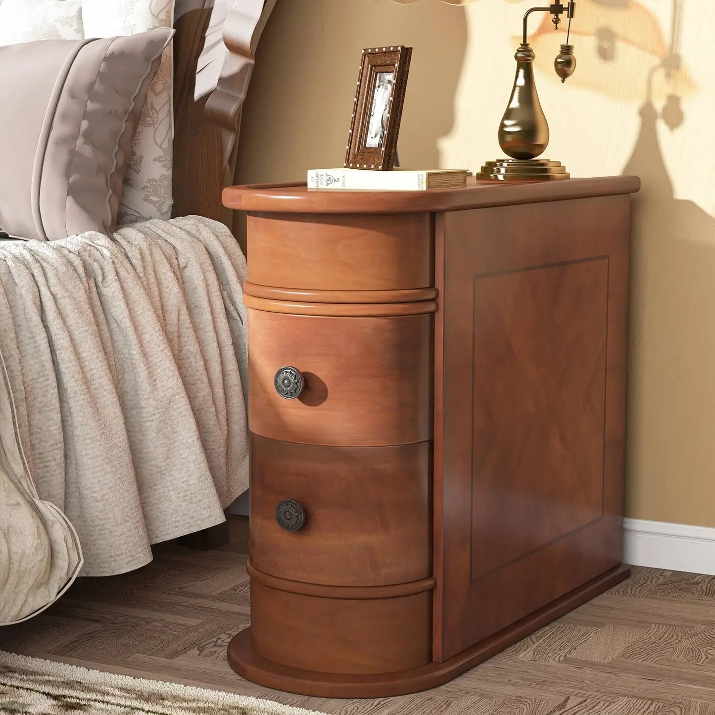 Solid Wood Round Sofa or Bedside End Table
