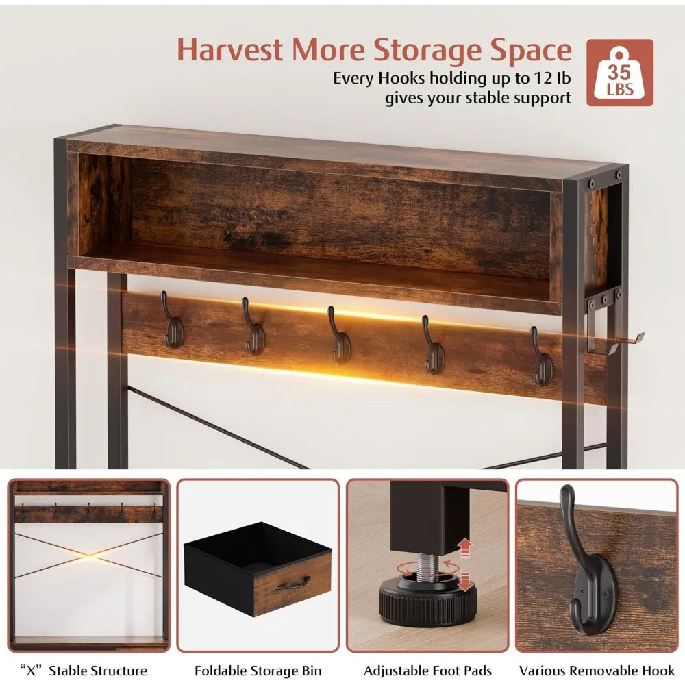 Hall Tree with Bench and Shoe Storage