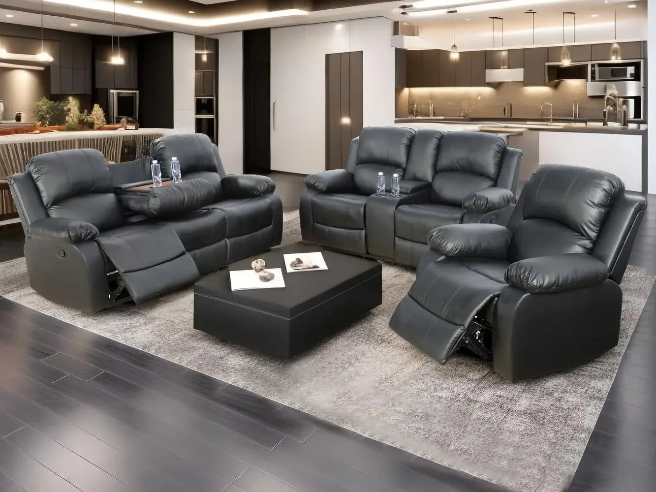 Living Room Furniture Reclining Couch Set