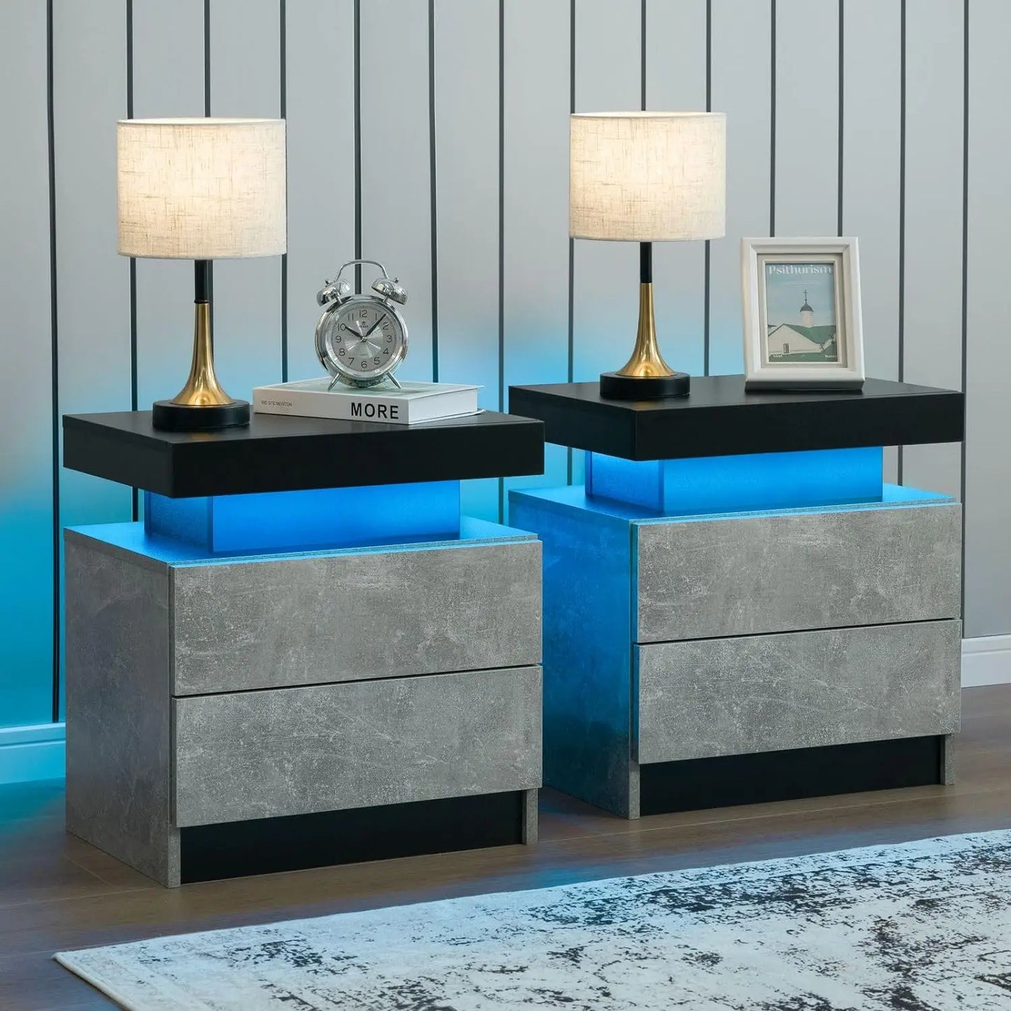 LED Nightstand with 2 Drawers