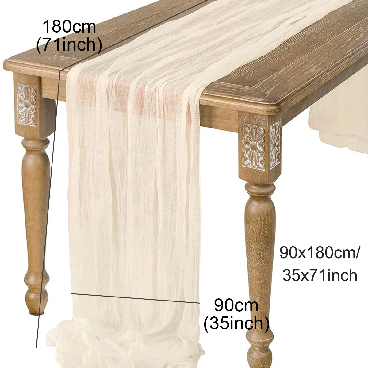 Semi-Sheer Sage Gauze Cheesecloth Table Runner