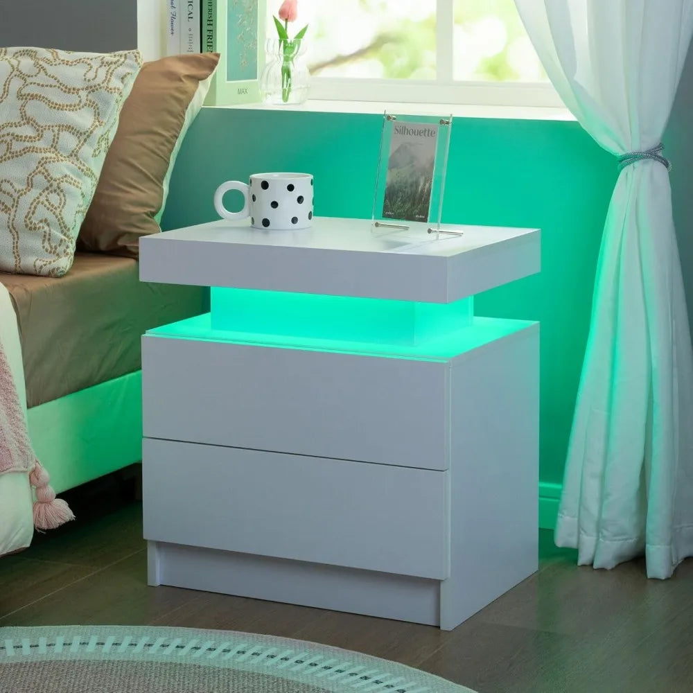 LED Nightstand with 2 Drawers