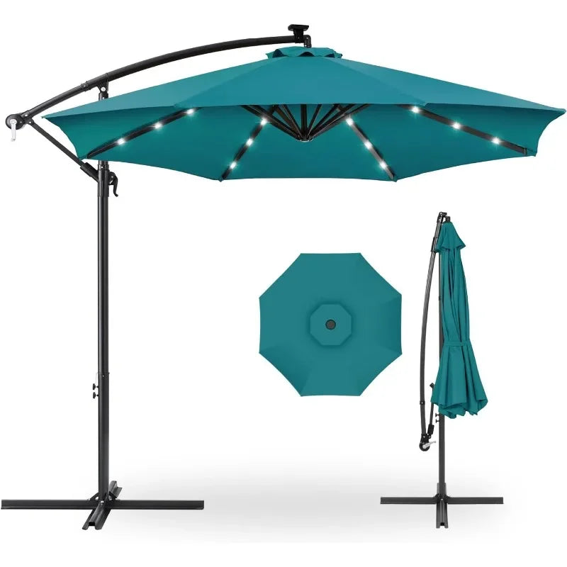 10ft Solar LED Hanging Patio Umbrella
