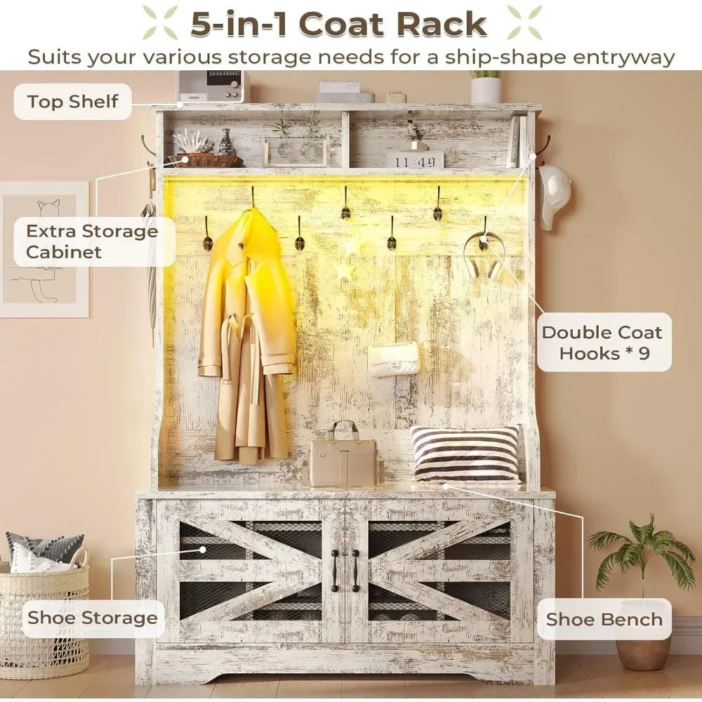 Hall Tree with Bench and Shoe Storage