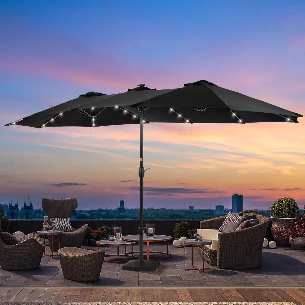 15'x9' Patio Umbrella LED Double-sided (No Base)