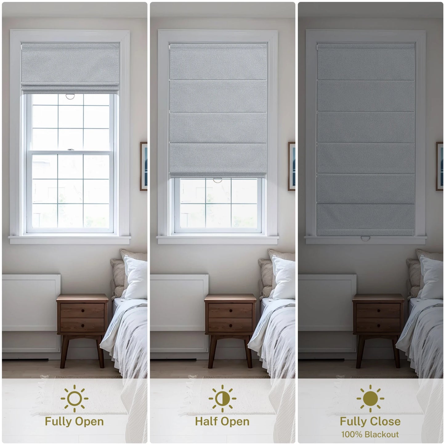 No Drill Linen Roman Shades