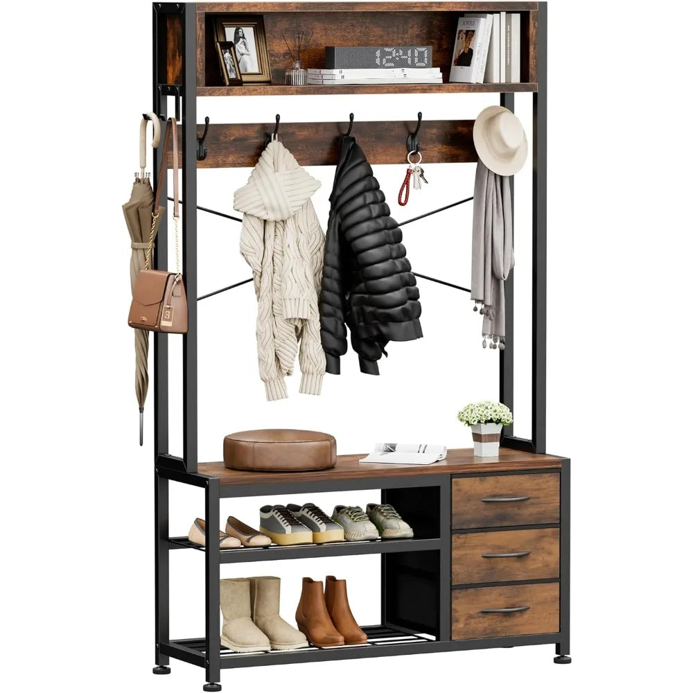 Hall Tree with Bench and Shoe Storage