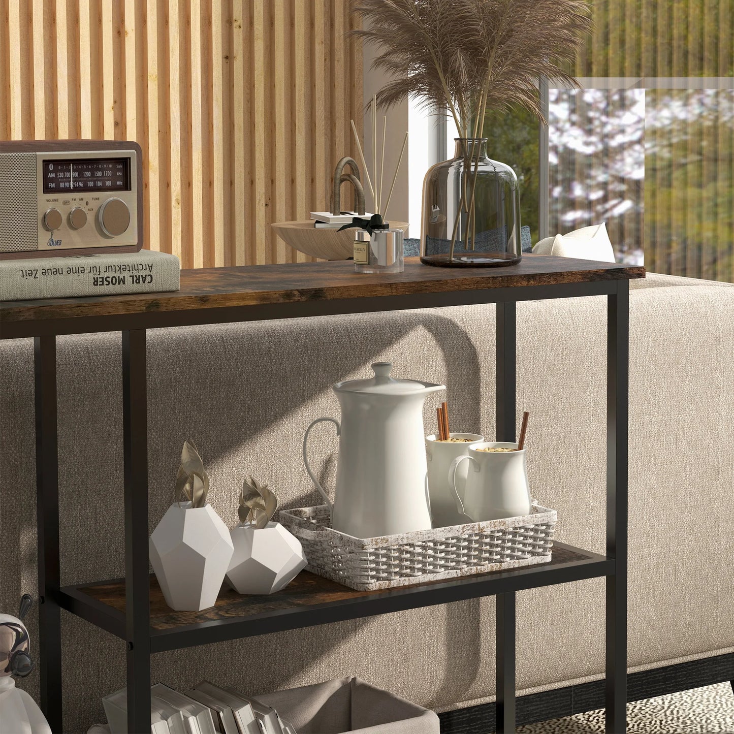 39" Console Sofa Table with 2 Storage Shelves
