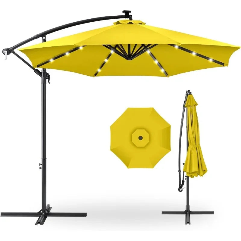 10ft Solar LED Hanging Patio Umbrella