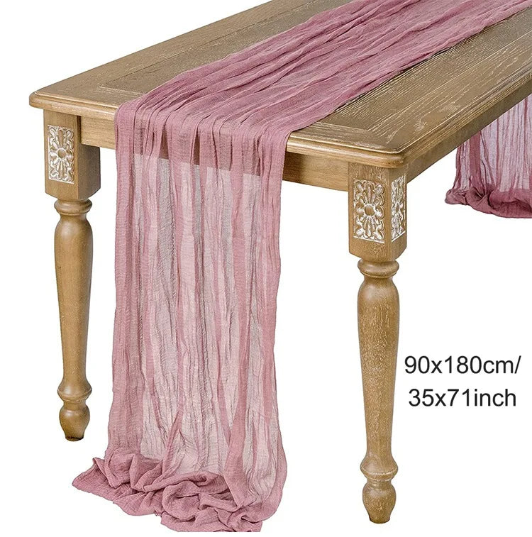 Semi-Sheer Sage Gauze Cheesecloth Table Runner