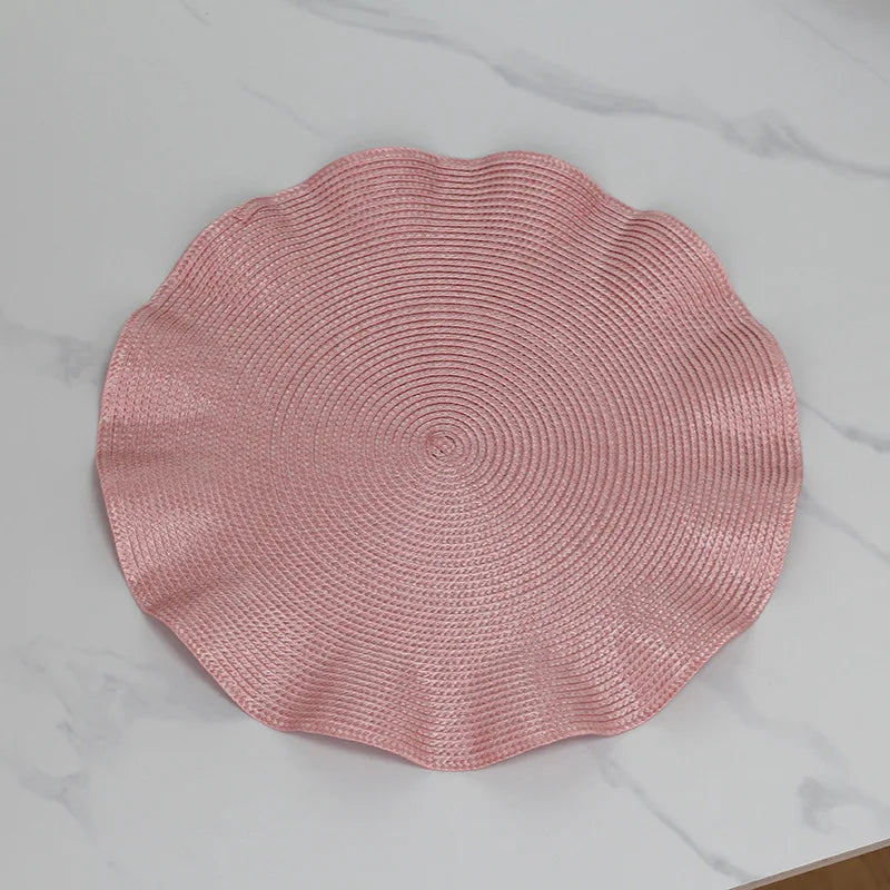 Set of 6 Round Placemats with Weave Design