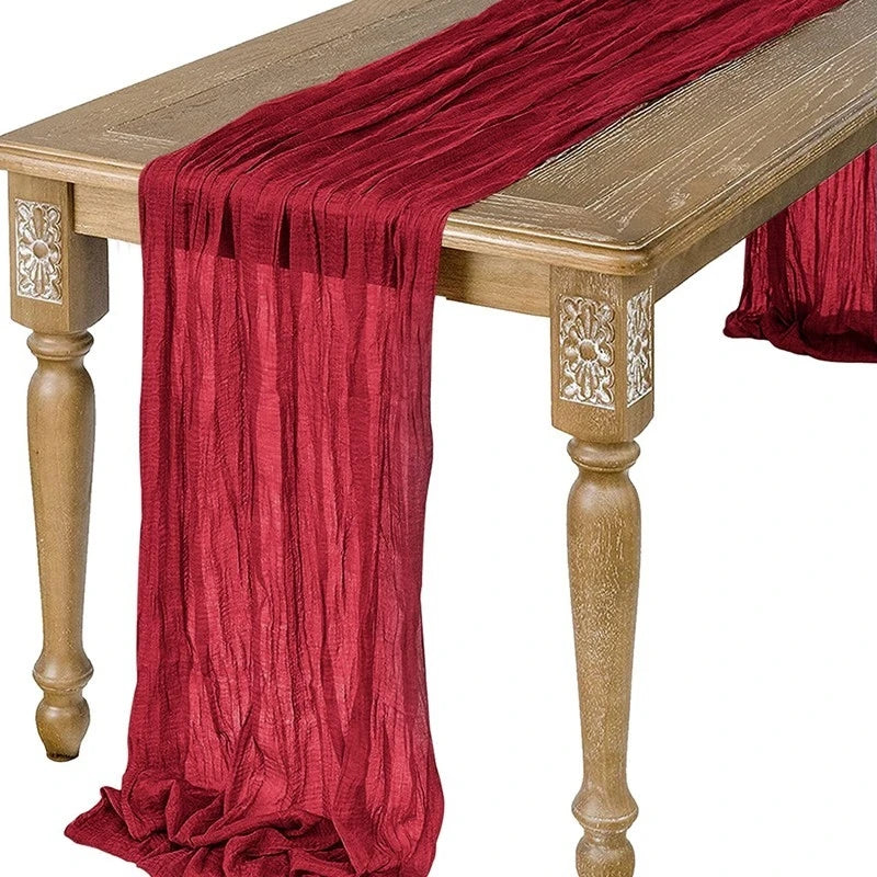 Semi-Sheer Sage Gauze Cheesecloth Table Runner