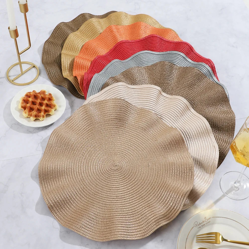 Set of 6 Round Placemats with Weave Design
