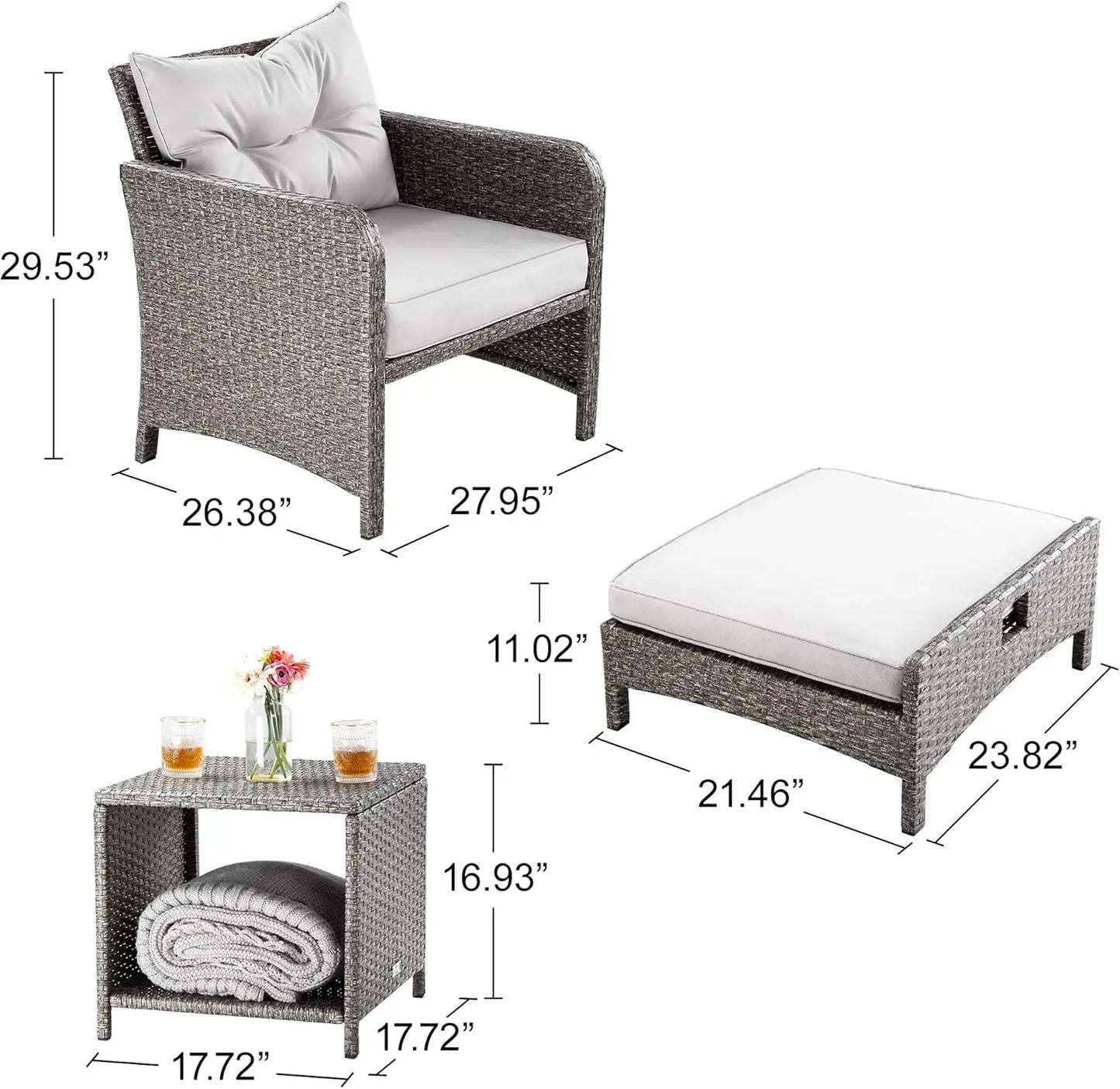 5 Pc Wicker Patio Furniture Set