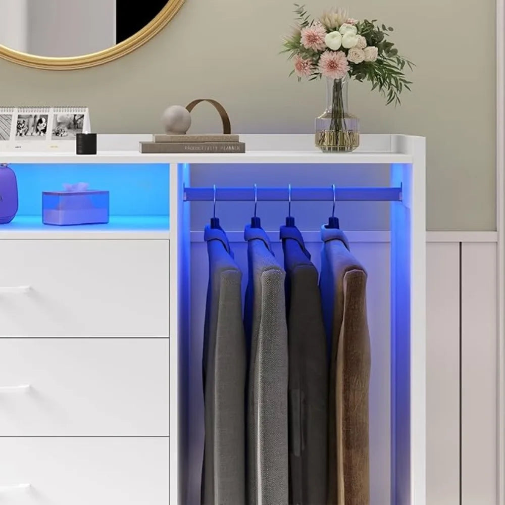 Dresser for Bedroom with Clothes Rai & Chest of 4 Drawers