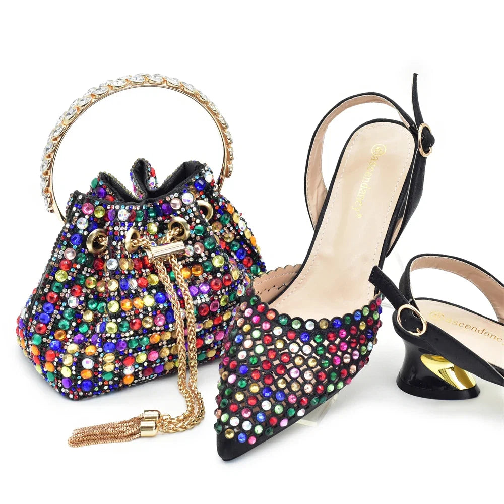 New Fashion Gold Color Shoes and Bags To Match