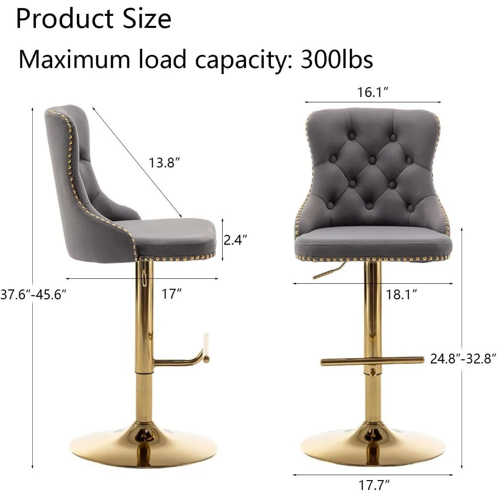 Set of 4 Velvet Bar Stools