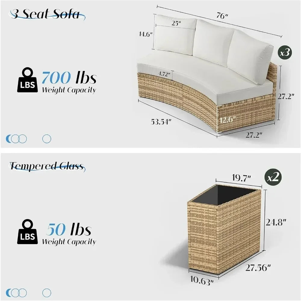11-Pc Half Moon Patio Furniture Set