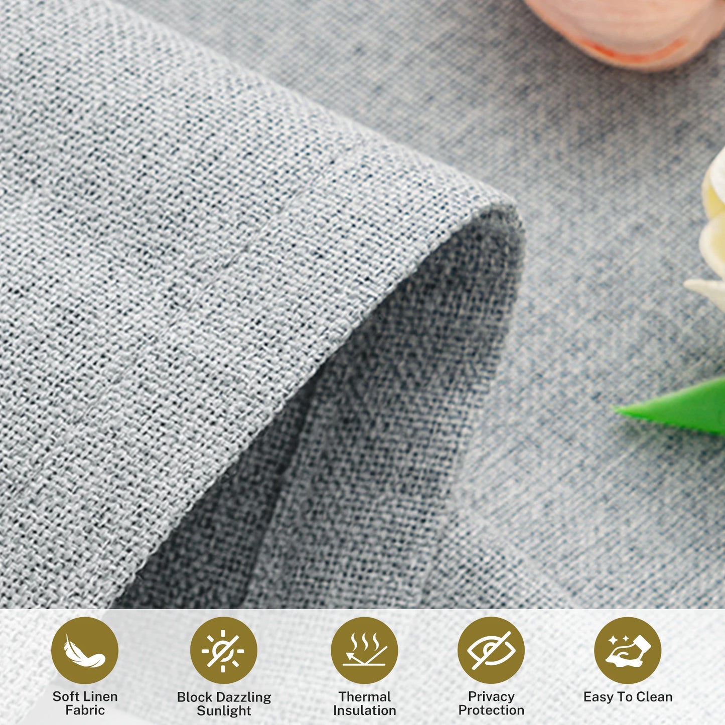 No Drill Linen Roman Shades