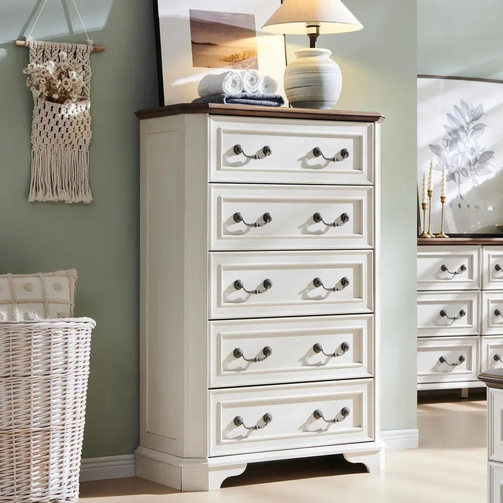 48" Tall Wood Farmhouse Rustic Chest of Drawers