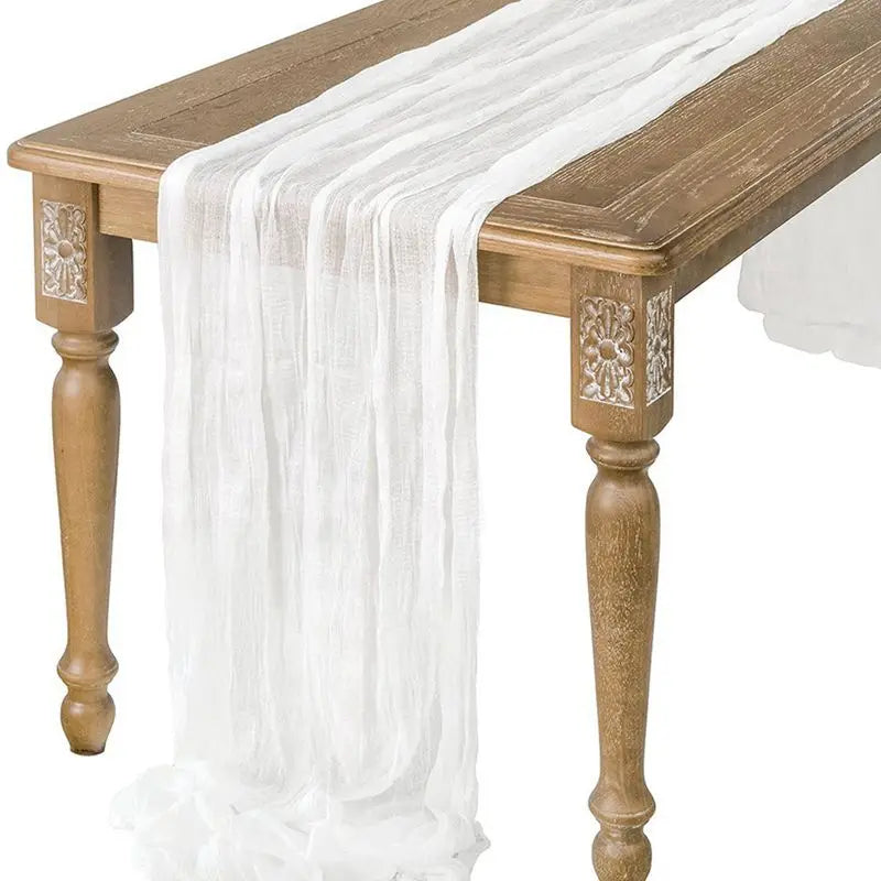 Semi-Sheer Sage Gauze Cheesecloth Table Runner