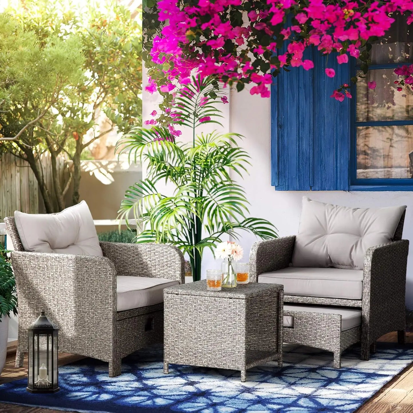 5 Pc Wicker Patio Furniture Set