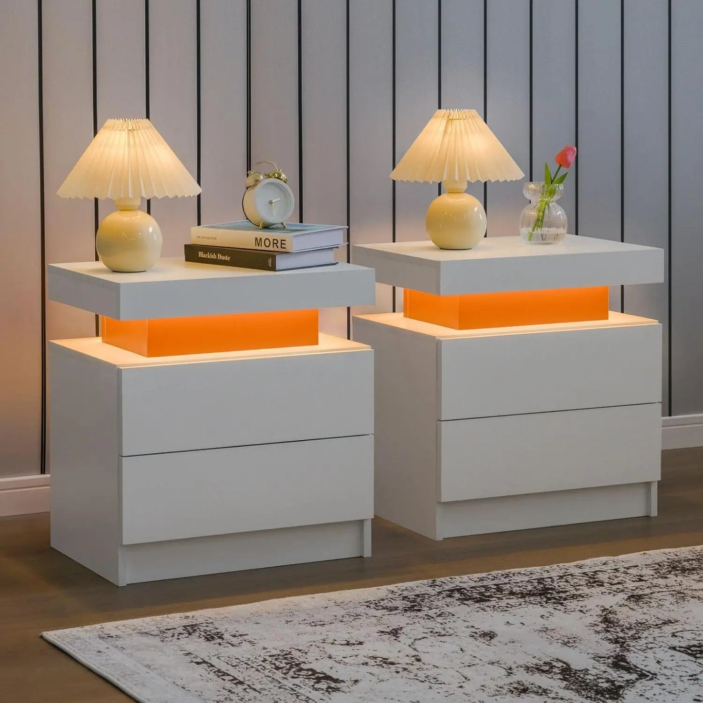 LED Nightstand with 2 Drawers