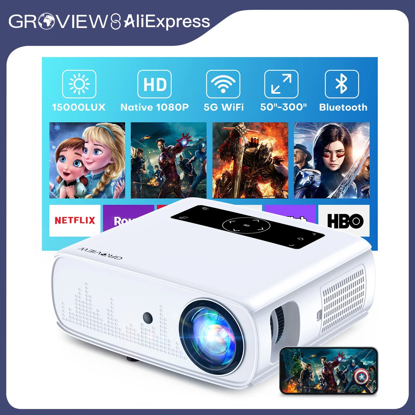 1080P Projector WiFi/Bluetooth
