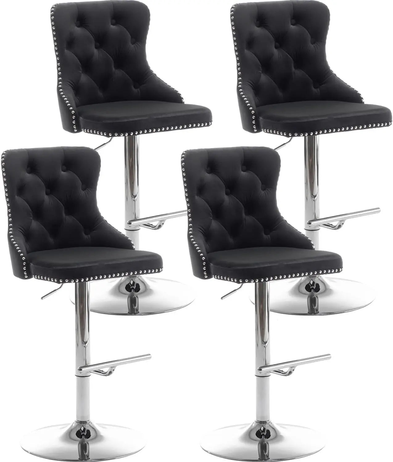 Set of 4 Velvet Bar Stools