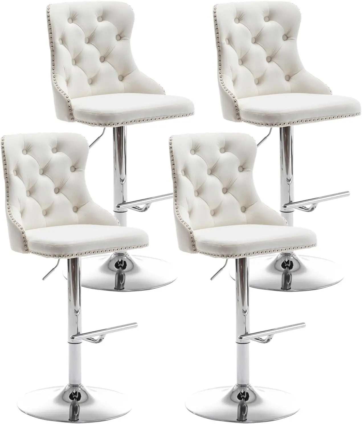 Set of 4 Velvet Bar Stools