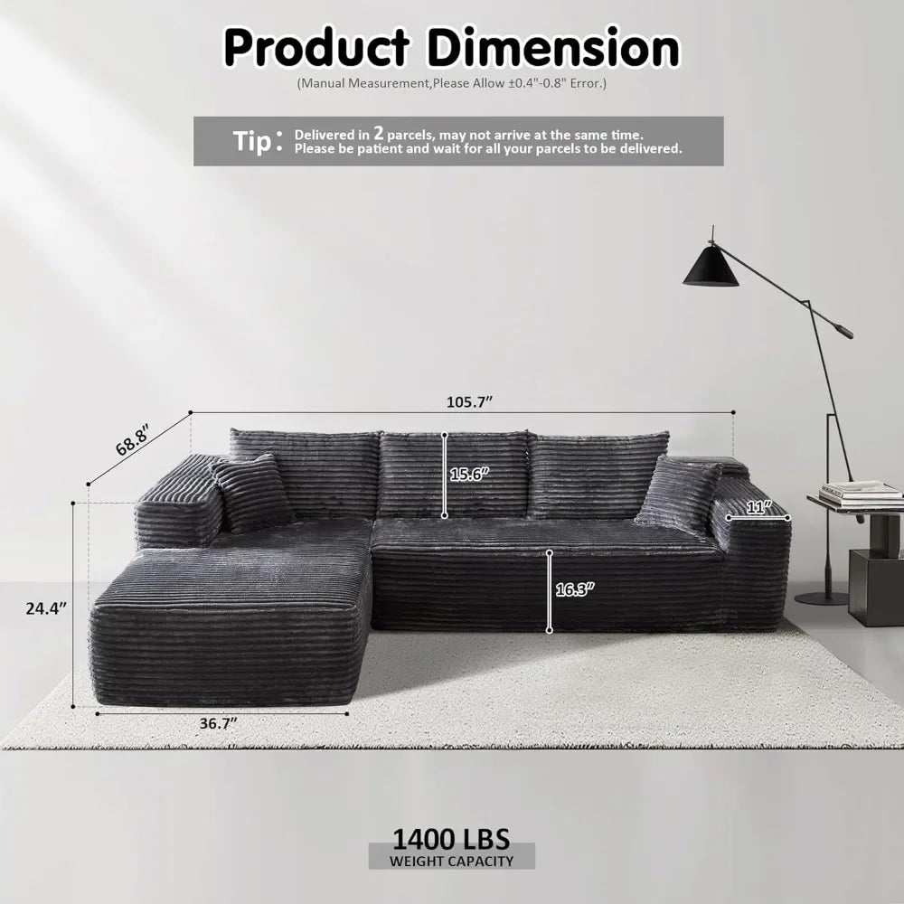 104" Cloud L-Shaped Sectional Sofa