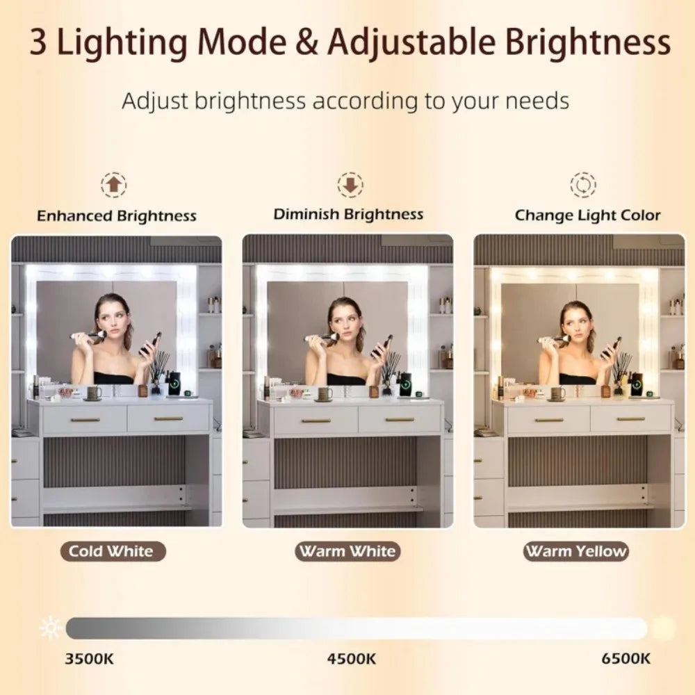 58.3" Vanity Desk with Mirror & Lights