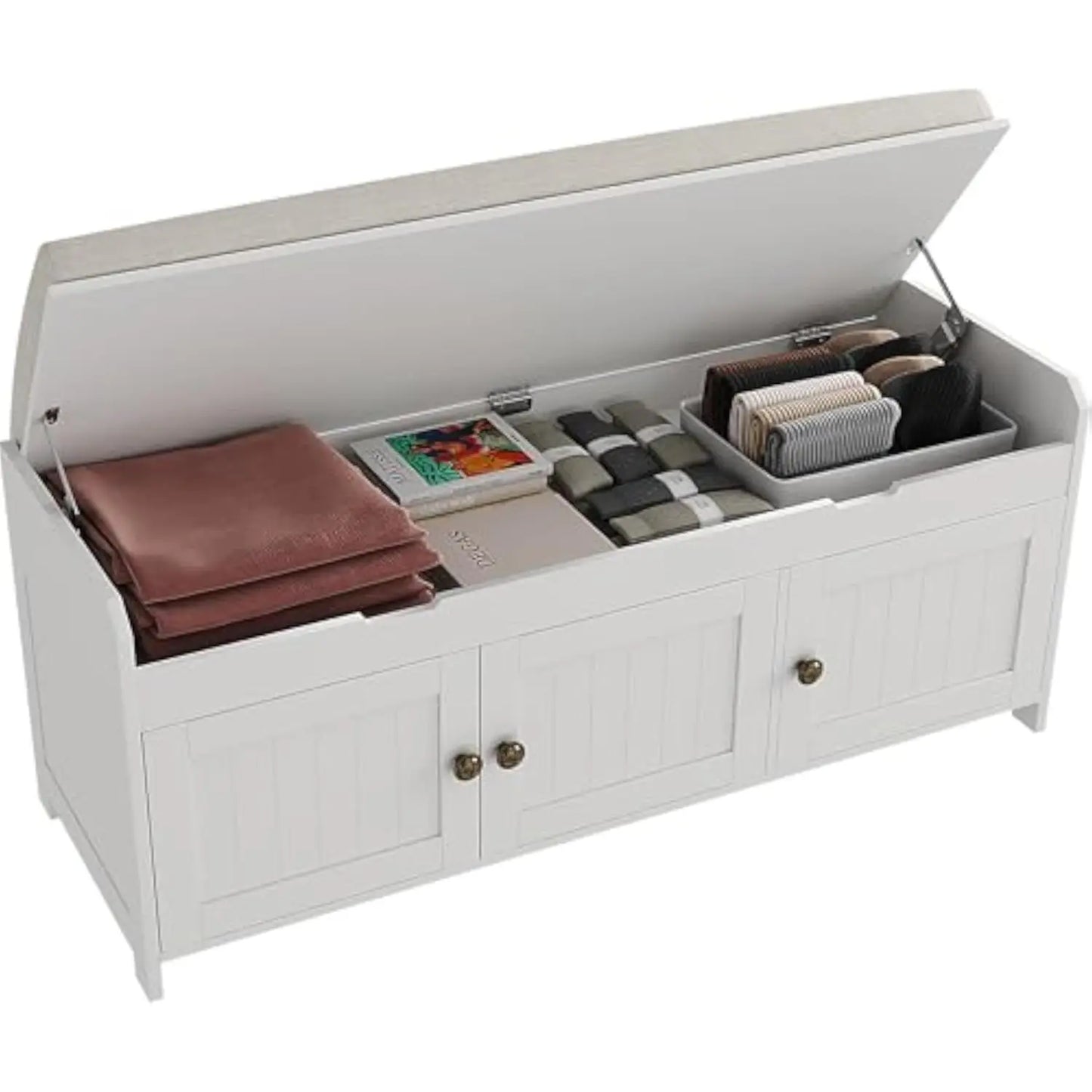 Shoe Bench with Lift Top Storage w/ Cushioned Seat