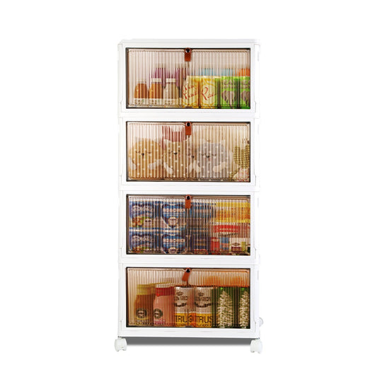 4-Tier Foldable Storage Bins with Lid Front Magnetic Organizer