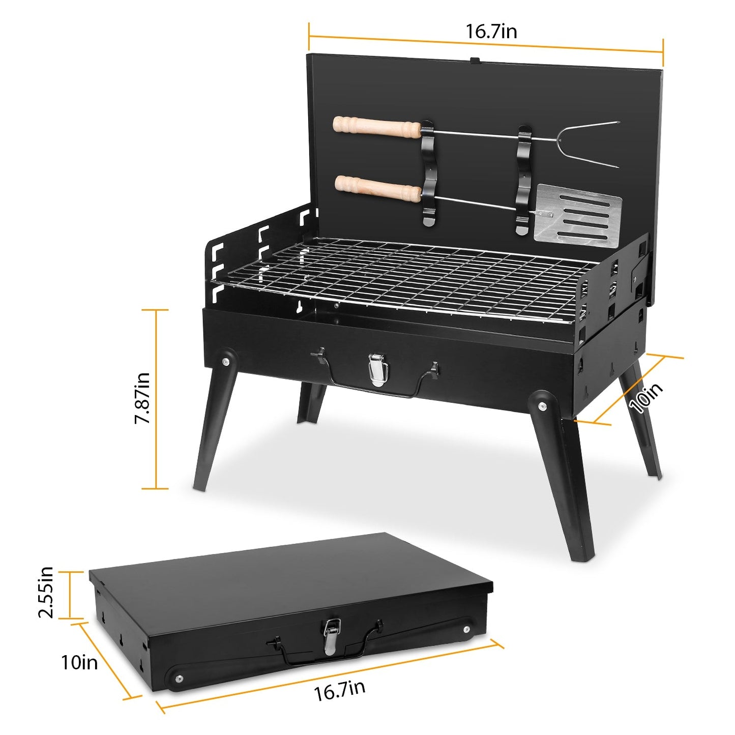 Portable Charcoal Grill Foldable BBQ Suitcase Grill