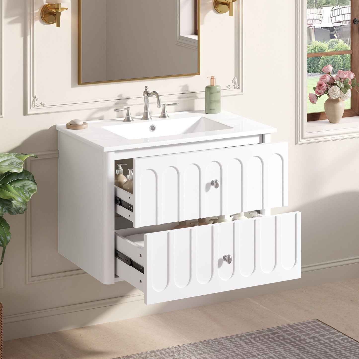 Floating Bathroom Vanity With Oval Knobs
