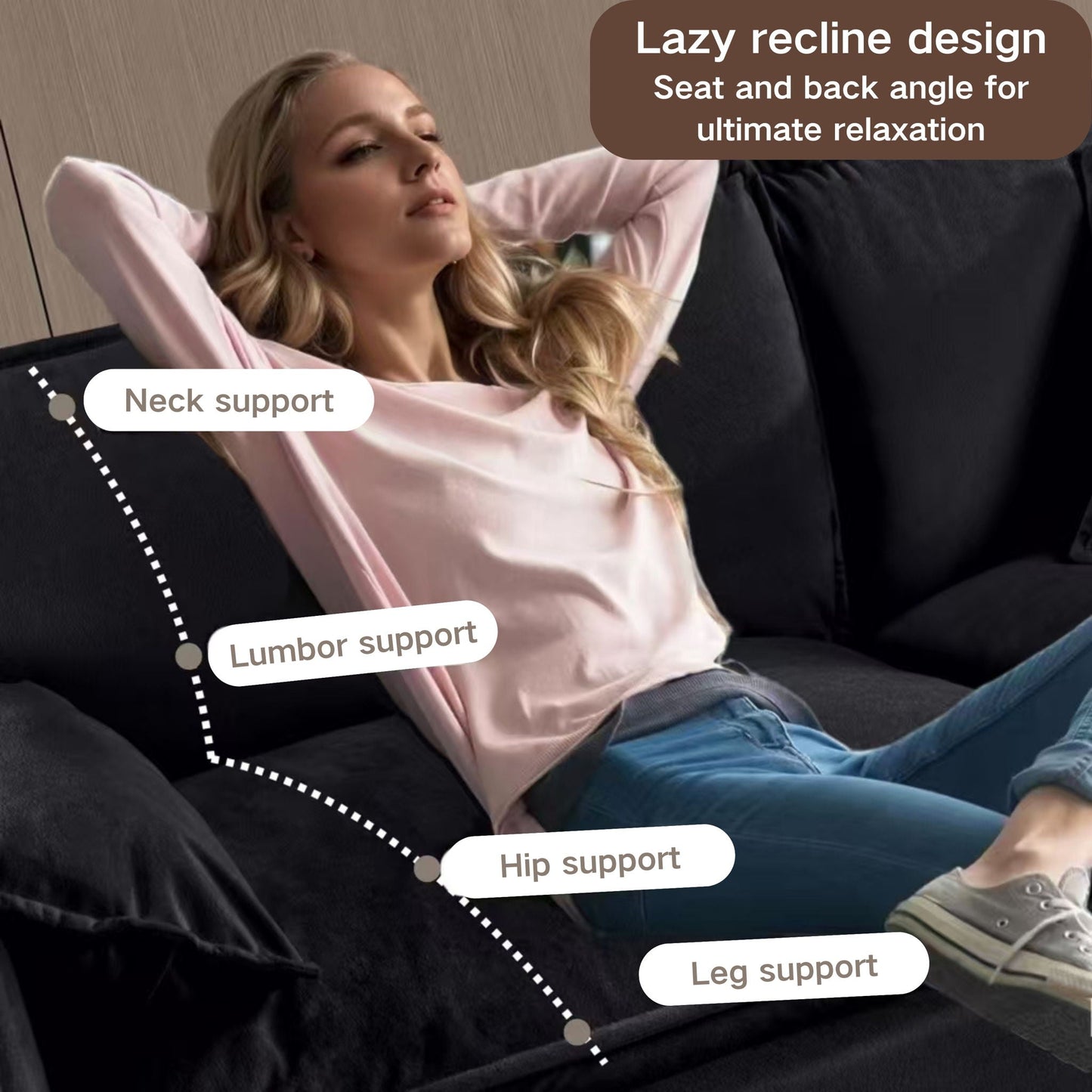 Deep Seat Modular Sectional Sofa Cloud Couch With Ottoman