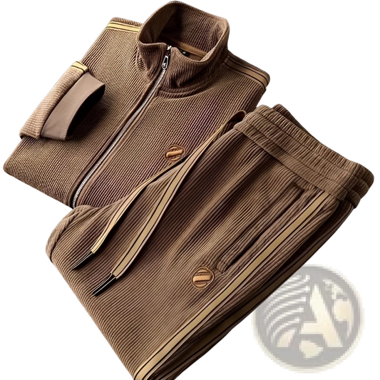 Men Corduroy Striped Tracksuit Set