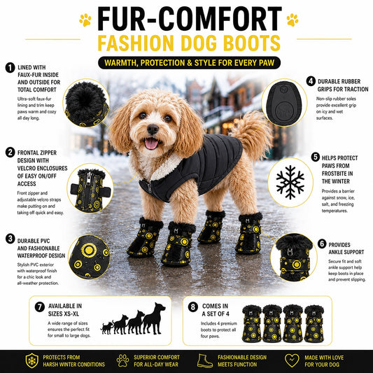 Pet Life ® Fur-Comfort Dog Boots - Set of 4