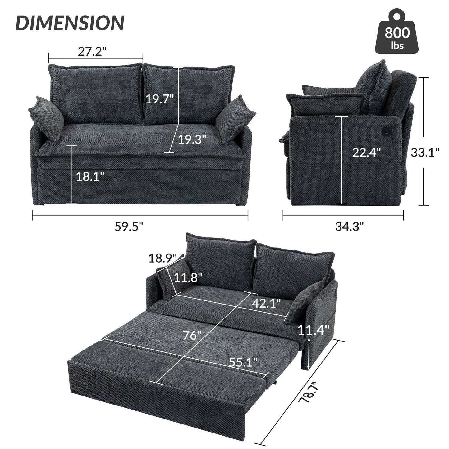 Pull Out Sofa Bed, Convertible Sleeper Sofa
