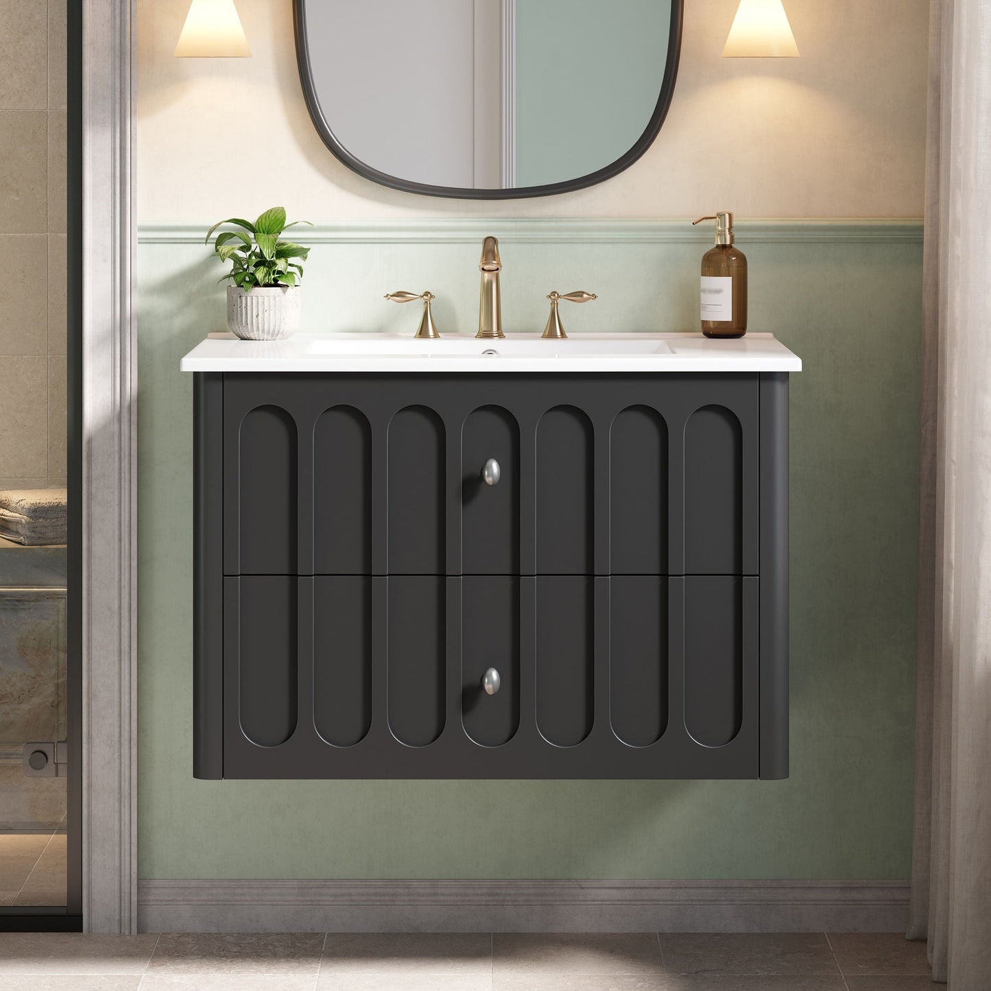 Floating Bathroom Vanity With Oval Knobs