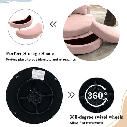 360° Swivel Accent Barrel Chair With Storage Ottoman & 4 Pillows,
