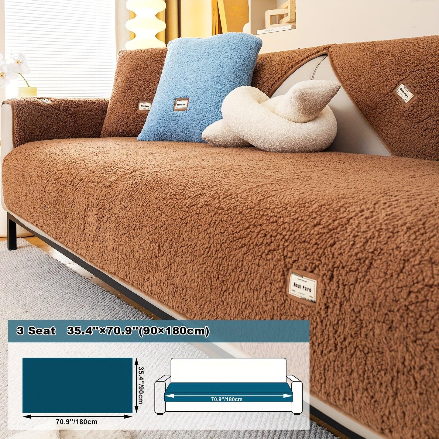 High-Quality Plush Sherpa Sofa Cover